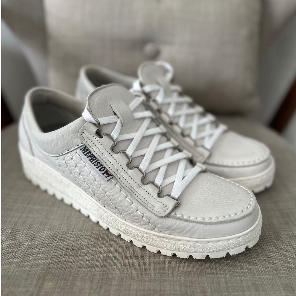 Mephisto Rainbow Original Leather Sneakers Shoes Mens Sz 8 Off White Walking